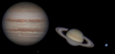 Jupiter, Saturn, and Neptune